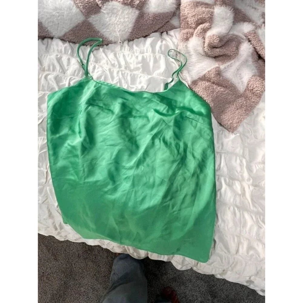 Express green satin tank small